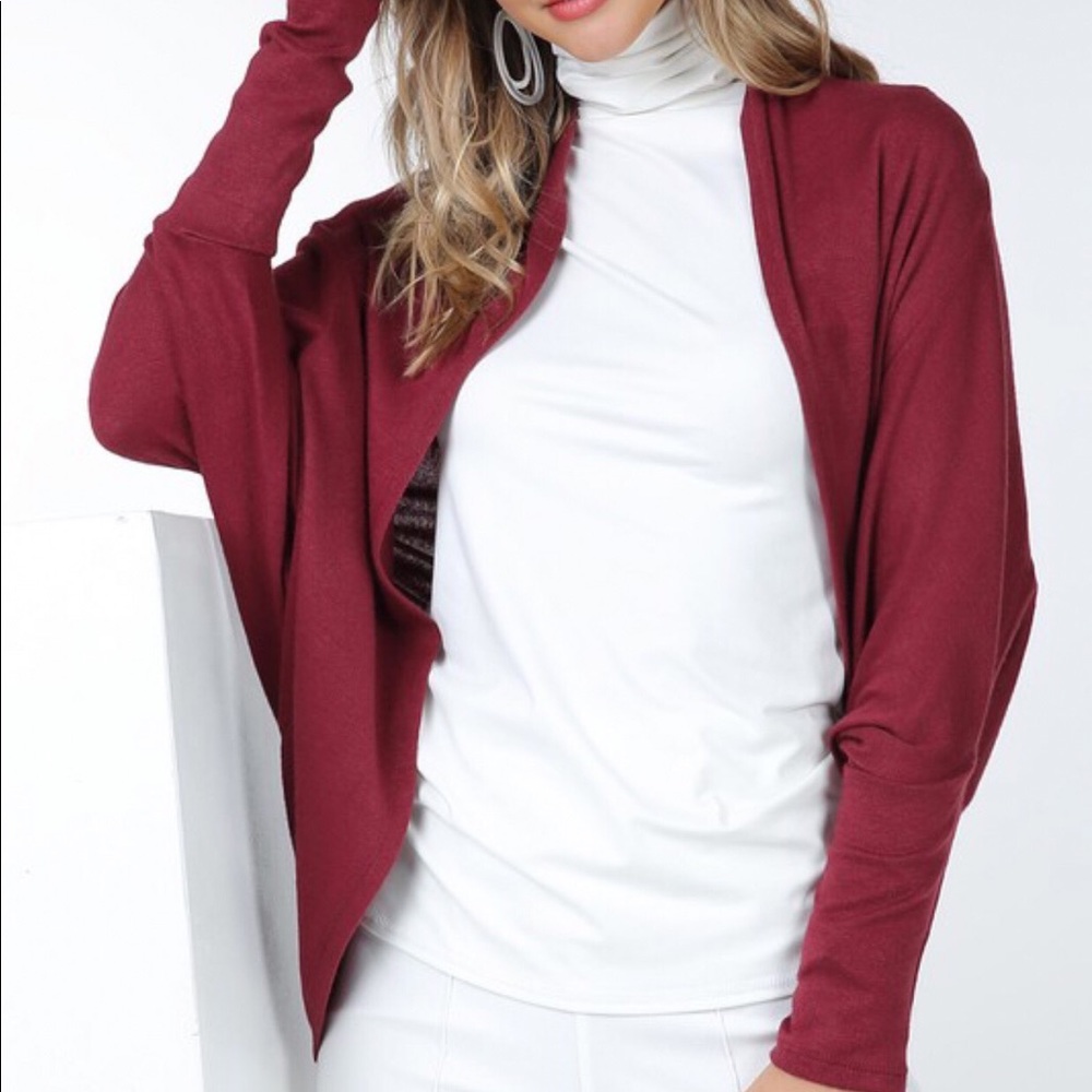 Cranberry color-Cocoon Cardigan Sweater